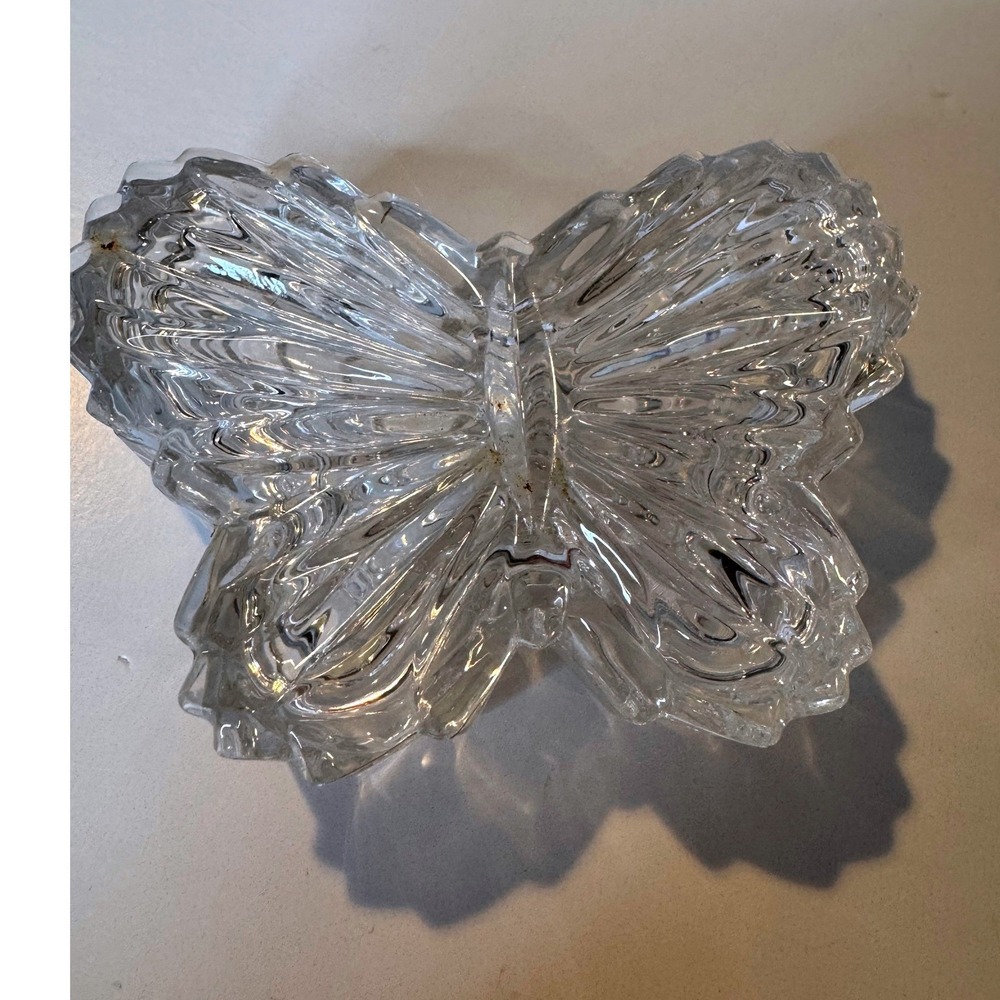 Mini Vintage Gorham Crystal Butterfly Trinket Box